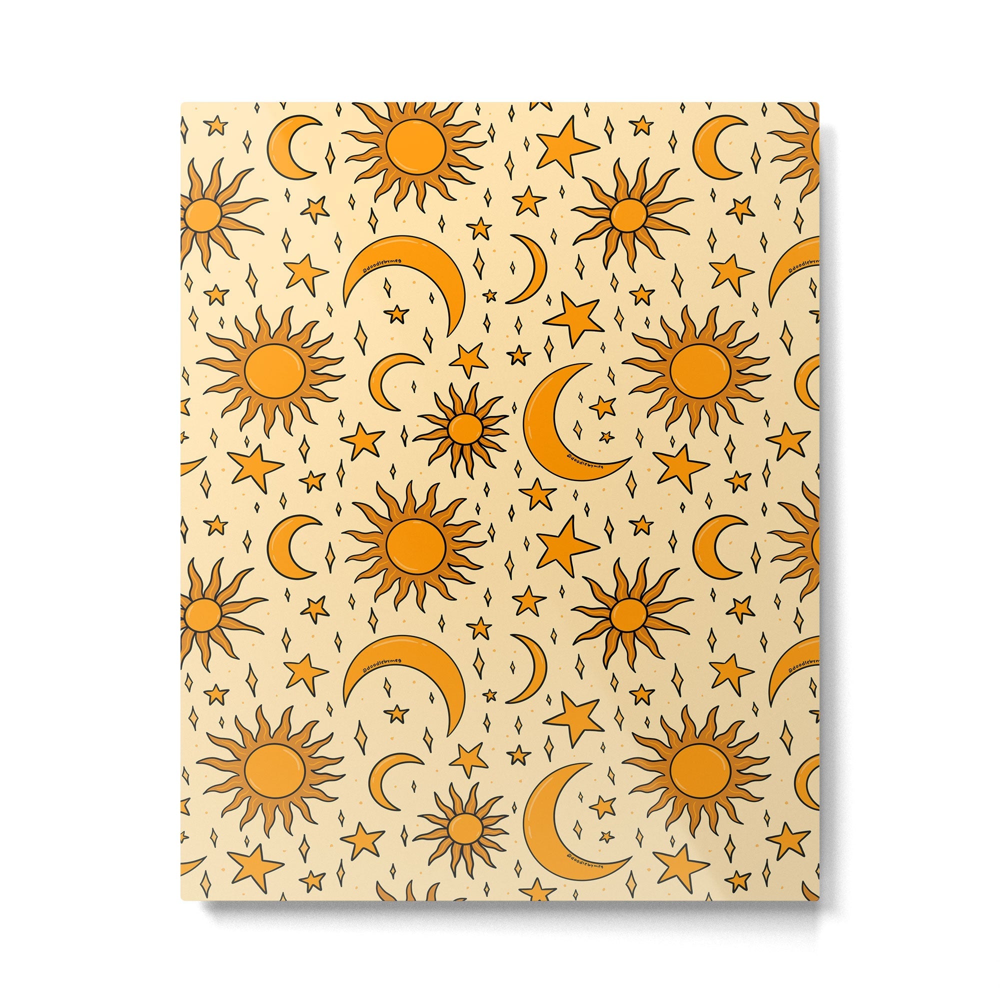 Vintage Sun and Star Print Metal Print | TeksDecor