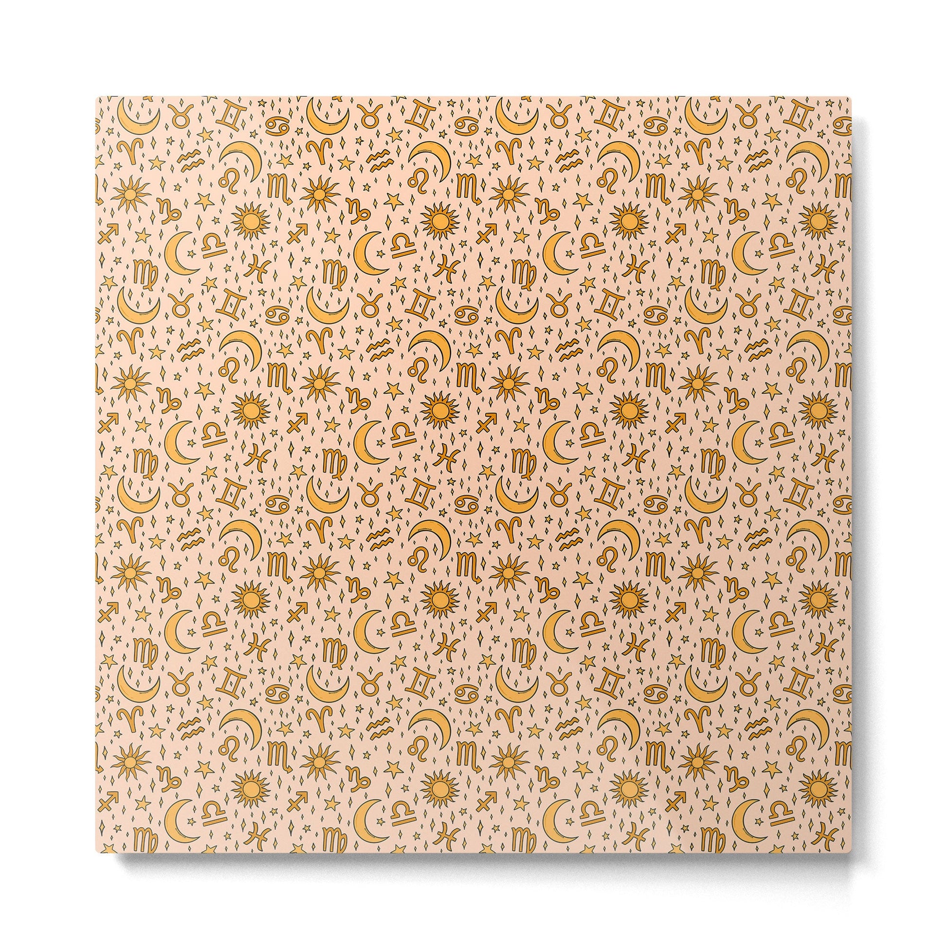Zodiac Sun and Star Print in Cream Metal Print | TeksDecor