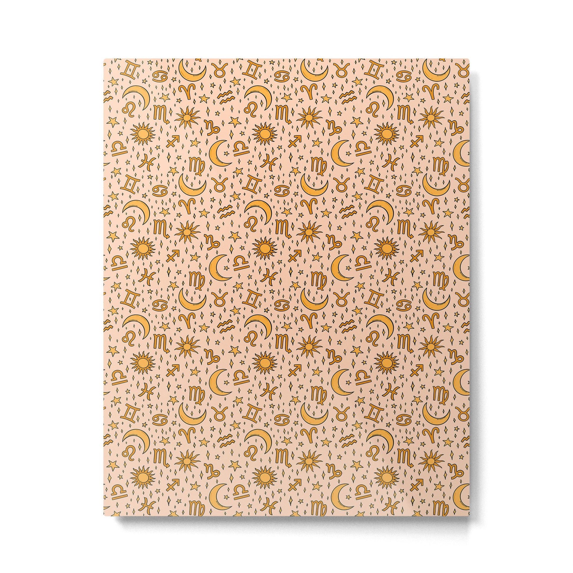 Zodiac Sun and Star Print in Cream Metal Print | TeksDecor