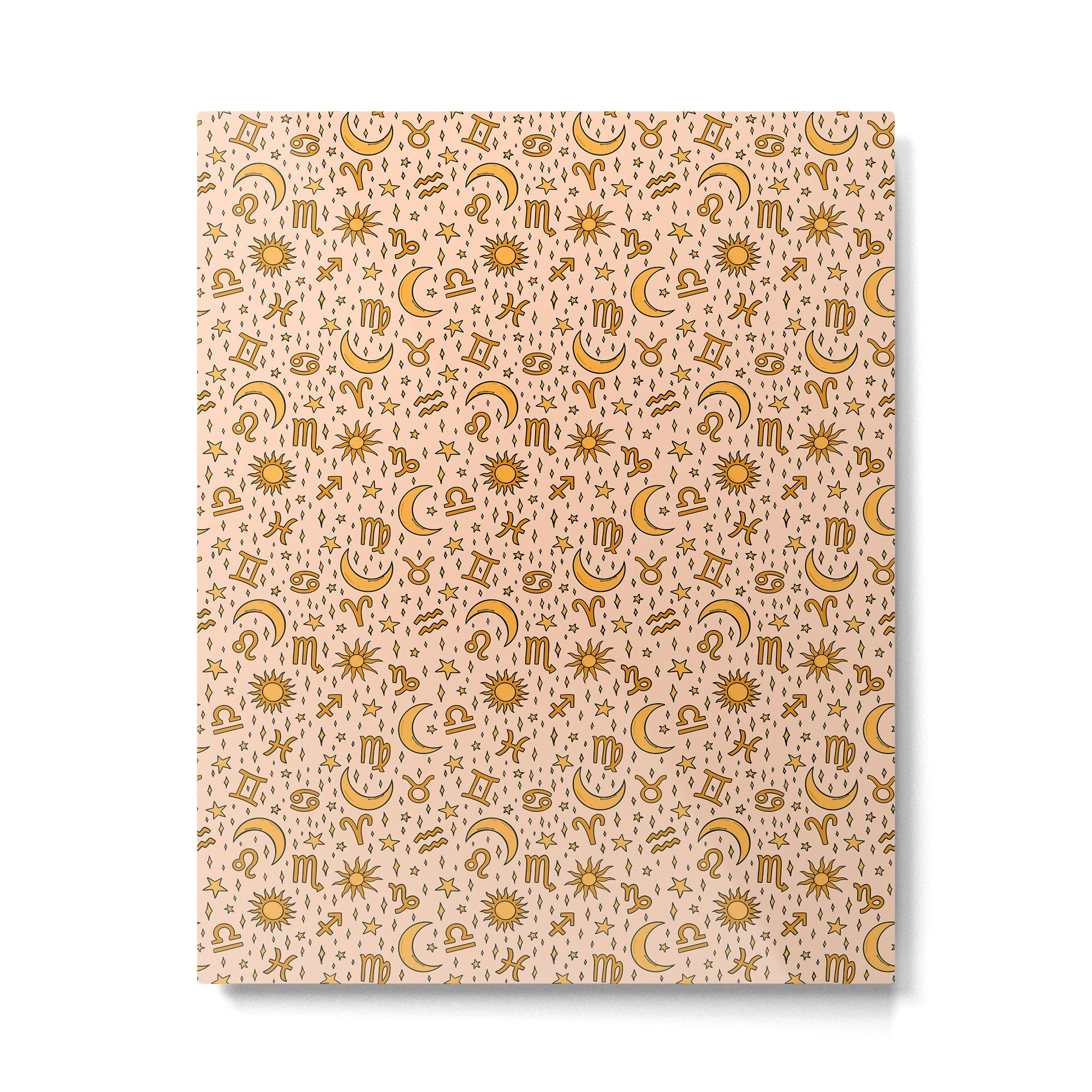 Zodiac Sun and Star Print in Cream Metal Print | TeksDecor