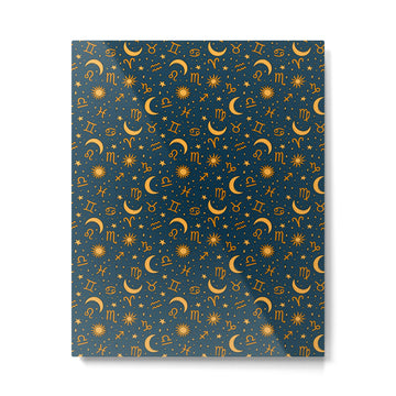 Zodiac Sun and Star Print in Navy Metal Print | TeksDecor
