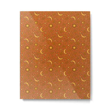 Zodiac Sun and Star Print in Rust Metal Print | TeksDecor
