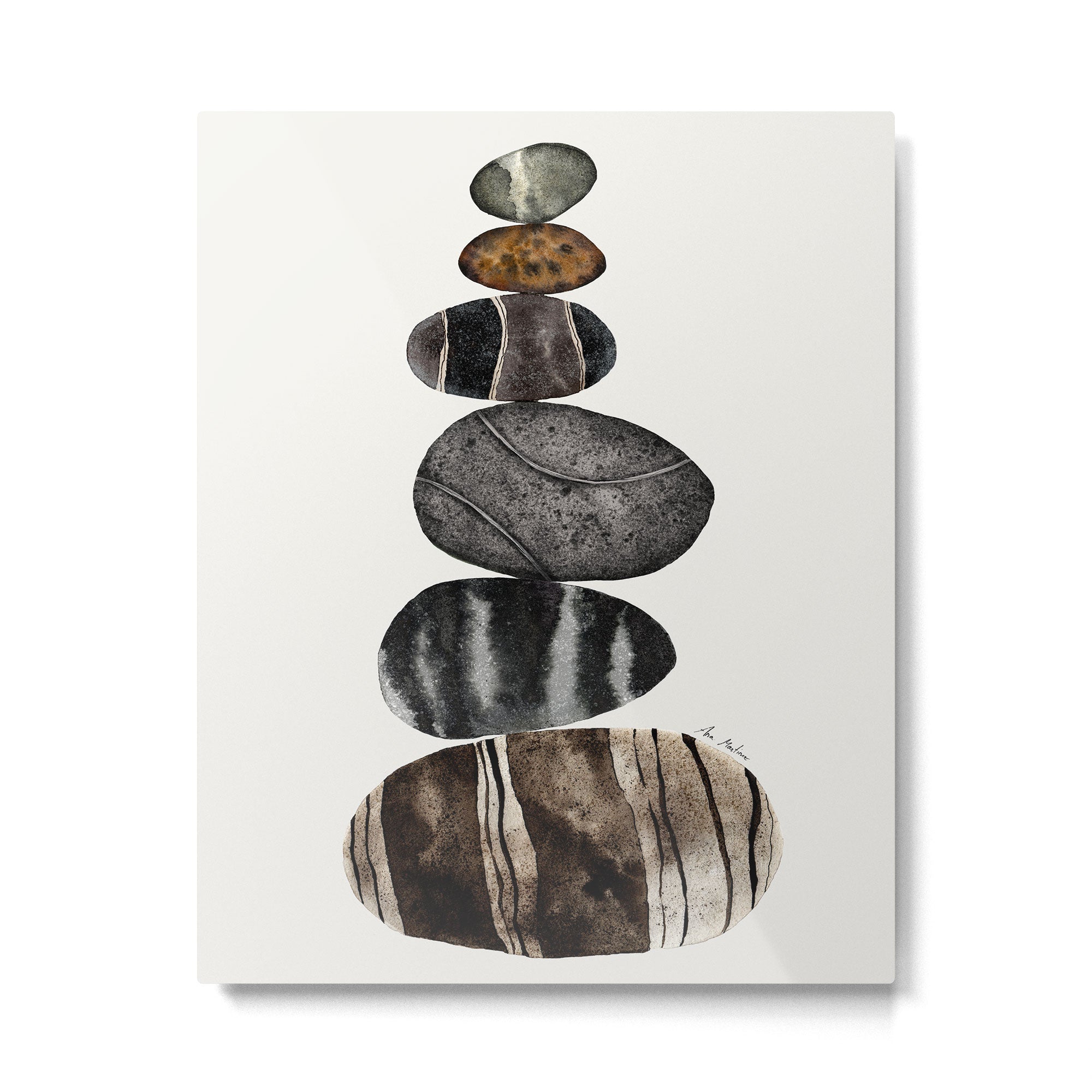 balancing beach pebbles Metal Print | TeksDecor