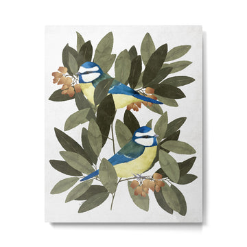 Blue tit and strawberry tree Metal Print | TeksDecor