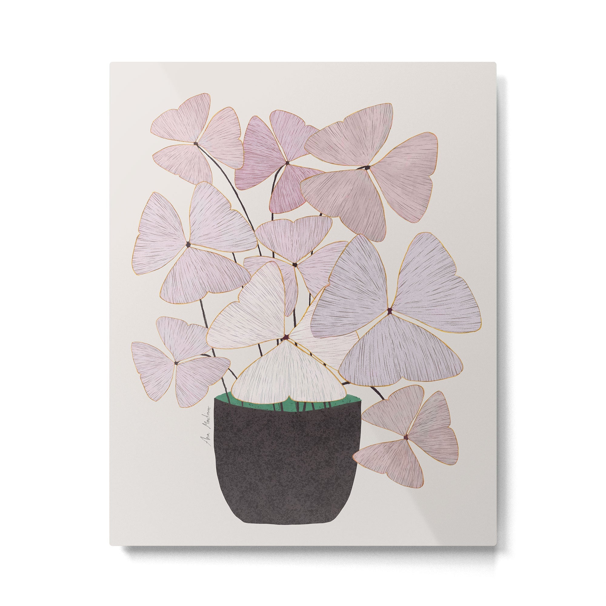 Botanical  clover Pot Metal Print | TeksDecor