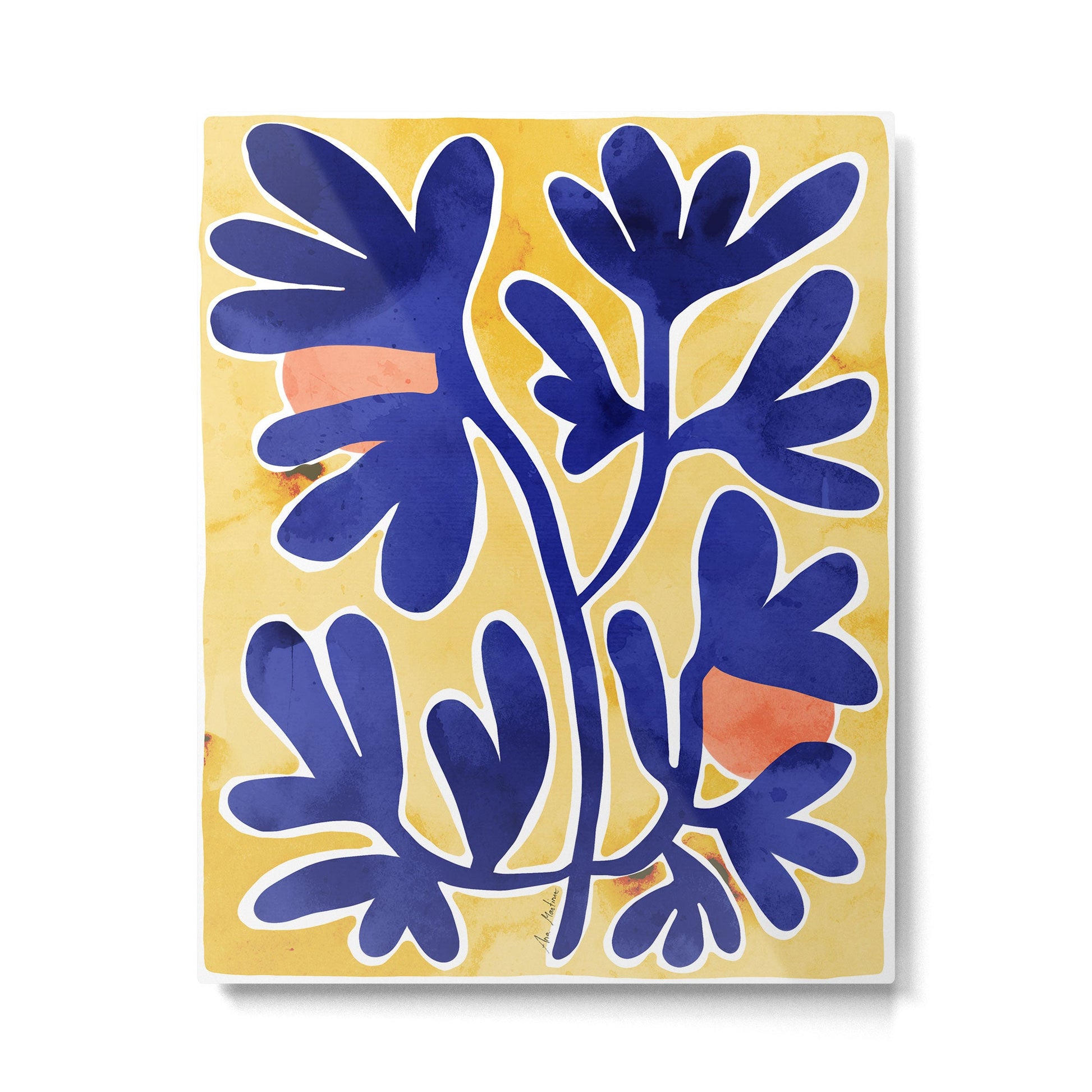 Inspiration Matisse blue leaves Metal Print | TeksDecor