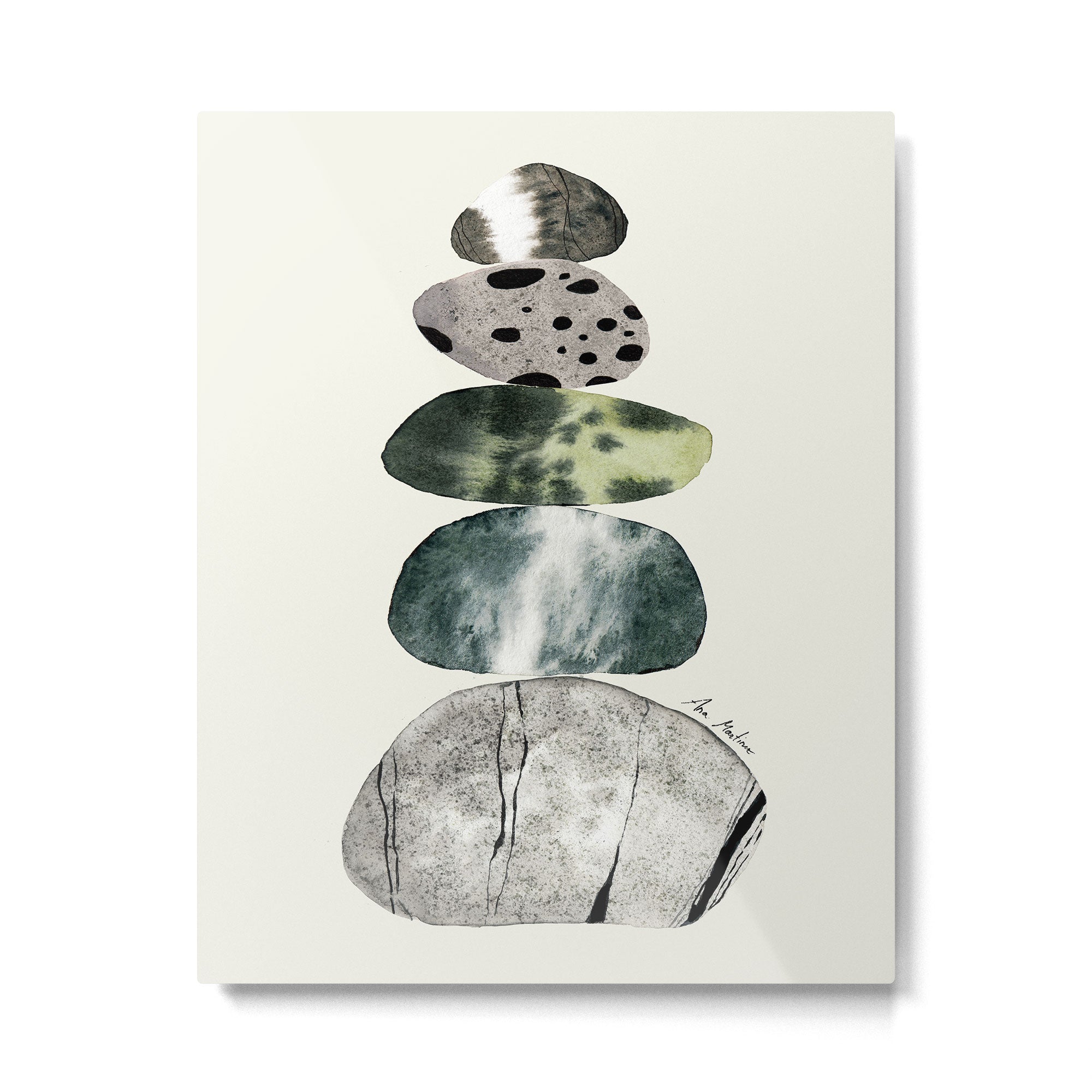 Stacked Pebbles On The Beach Metal Print | TeksDecor