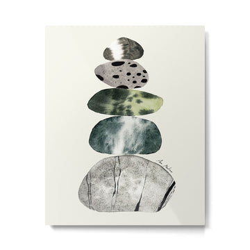 Stacked Pebbles On The Beach Metal Print | TeksDecor