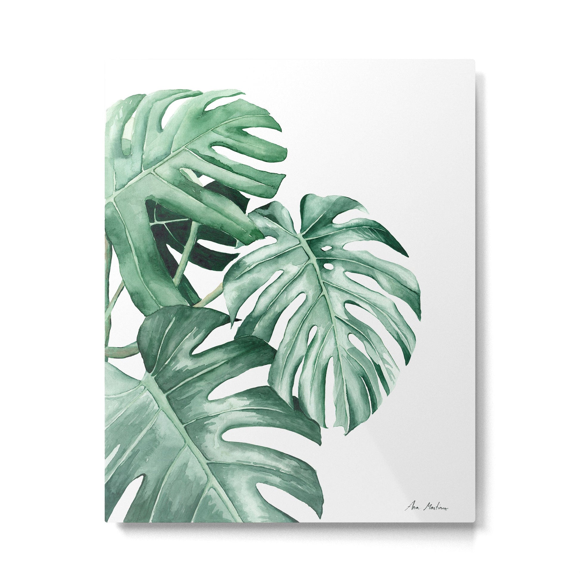 Watercolor monstera leaves Metal Print | TeksDecor