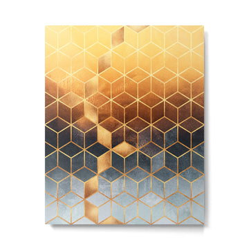 Golden Gradient Cubes Metal Print | TeksDecor