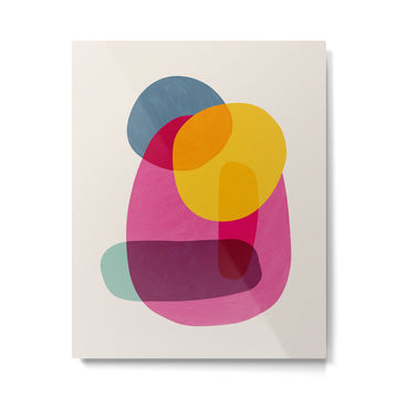 Abstract Colorful Shapes Pink Yellow Metal Print | TeksDecor