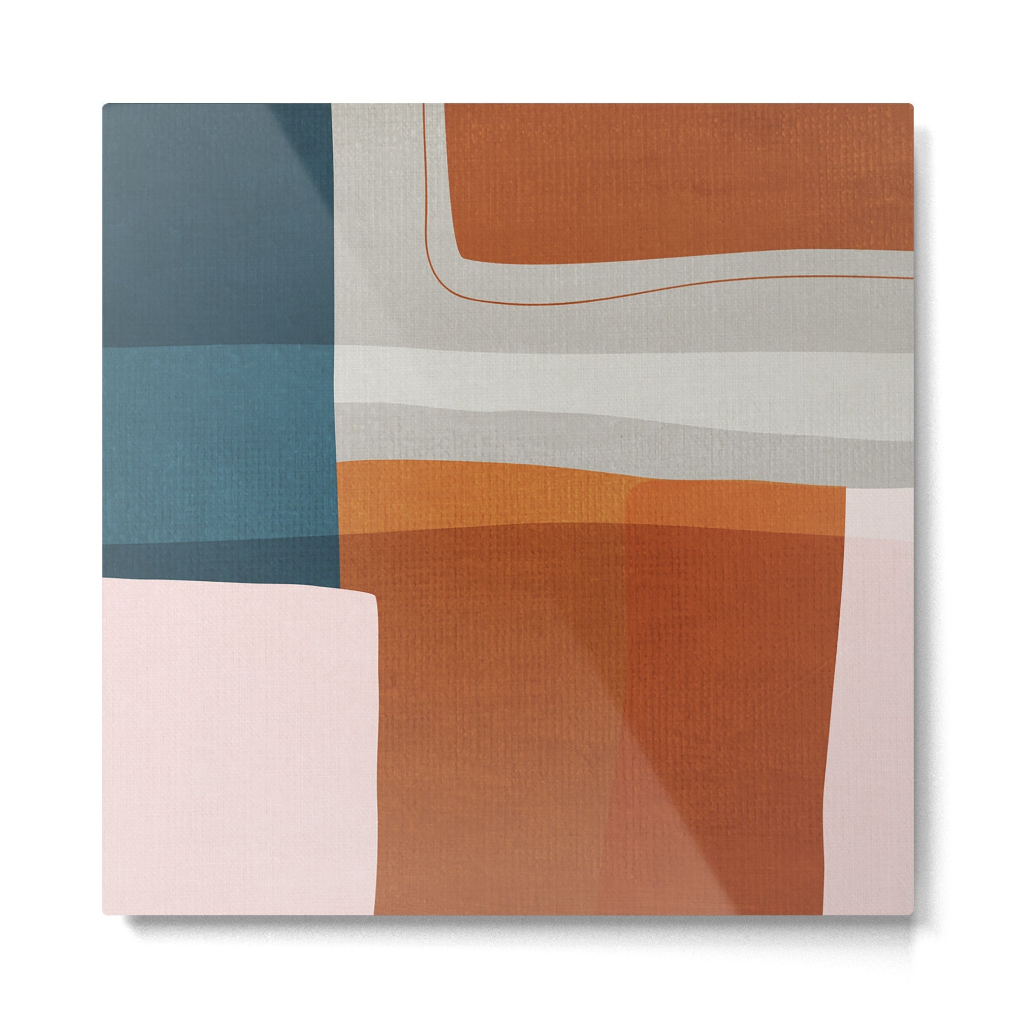 Abstract MCM Navy Burnt Orange Beige Blush Metal Print | TeksDecor