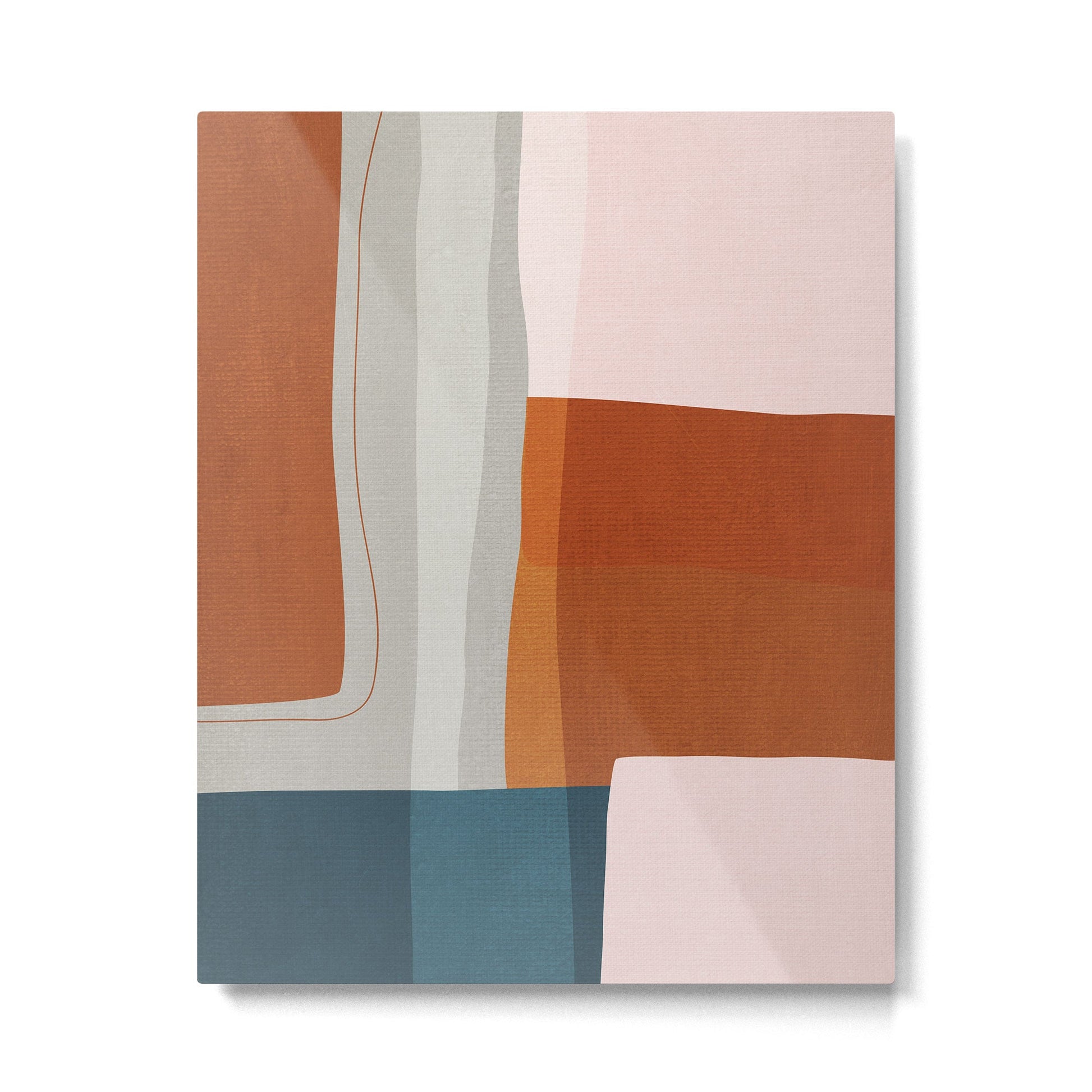 Abstract MCM Navy Burnt Orange Beige Blush Metal Print | TeksDecor