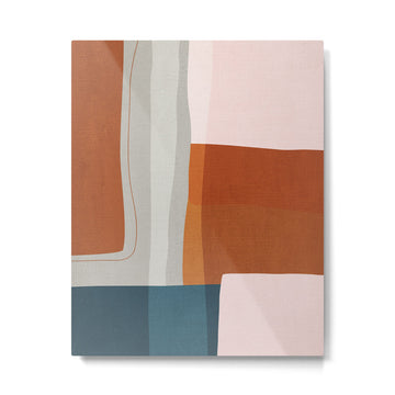 Abstract MCM Navy Burnt Orange Beige Blush Metal Print | TeksDecor