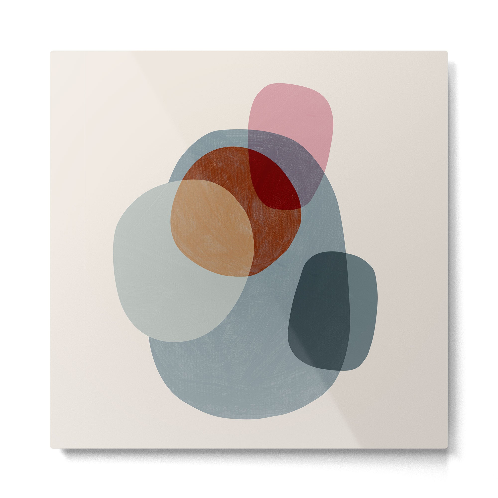 Abstract Shapes Gray Pink Rust Metal Print | TeksDecor