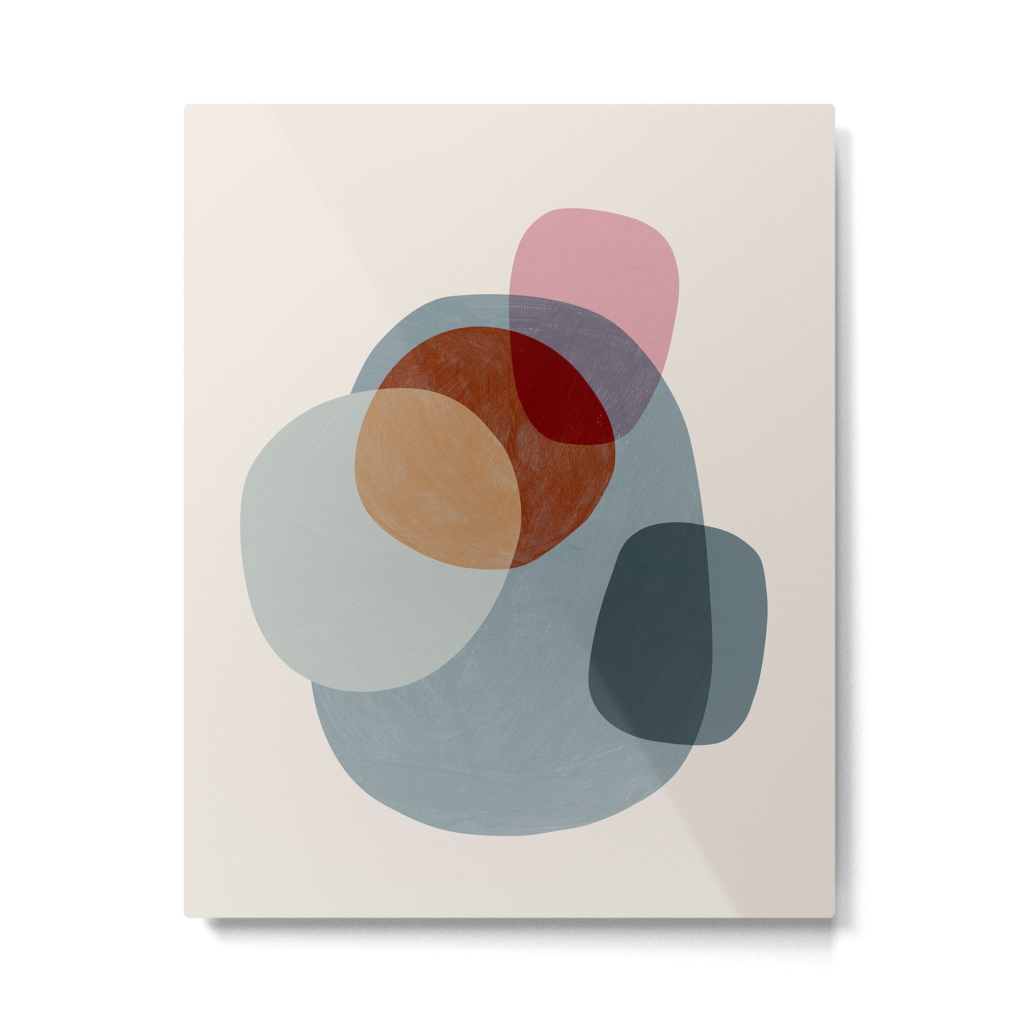 Abstract Shapes Gray Pink Rust Metal Print | TeksDecor
