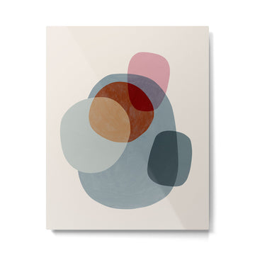 Abstract Shapes Gray Pink Rust Metal Print | TeksDecor