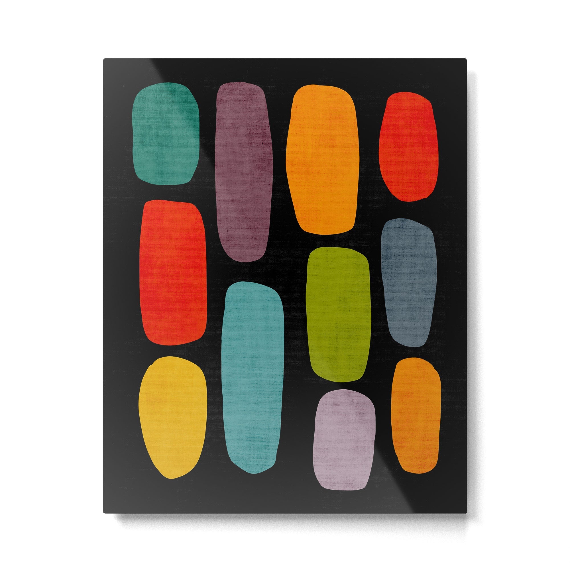 Black & Colorful Shapes Modern II Metal Print | TeksDecor