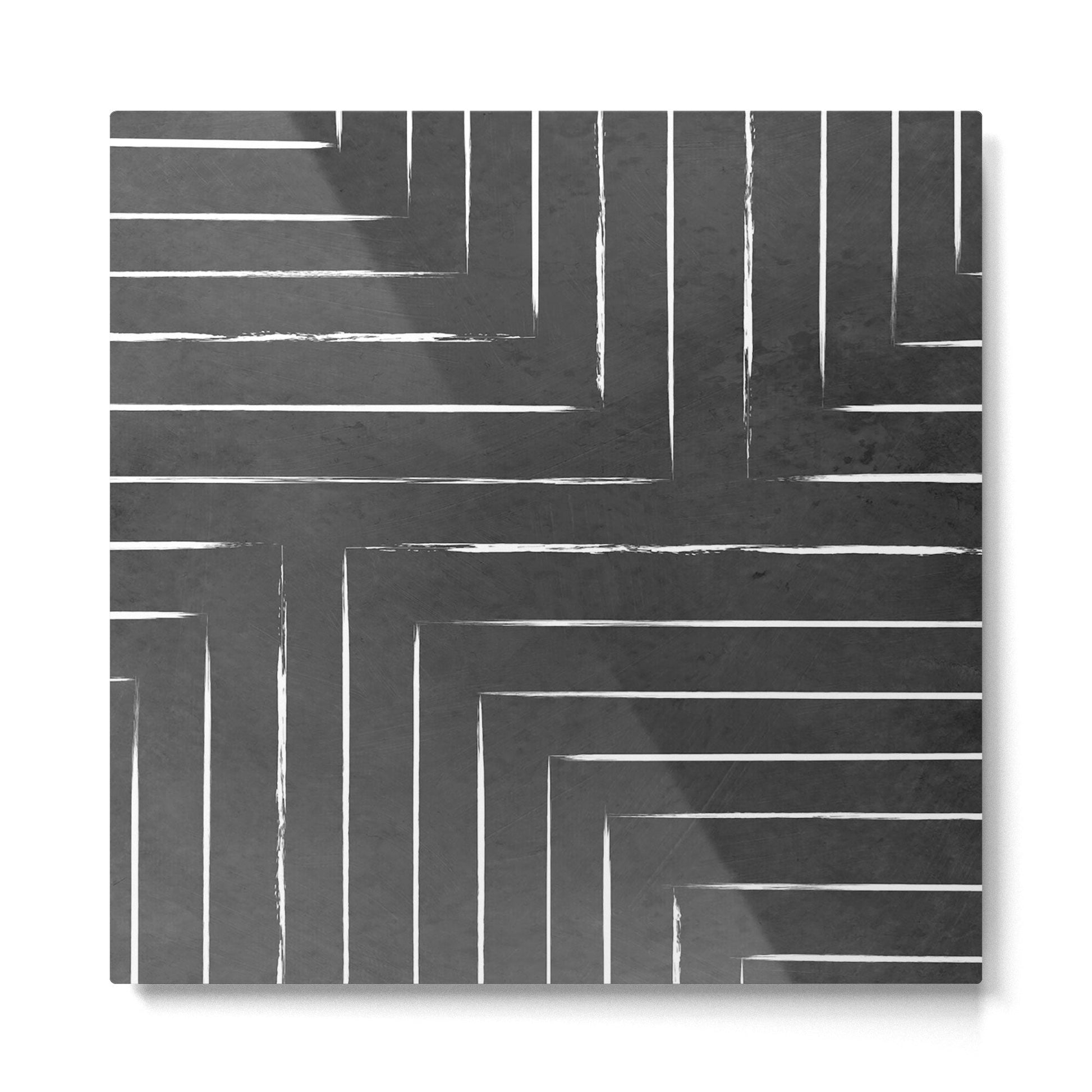 Black White Lines Minimalist Metal Print | TeksDecor