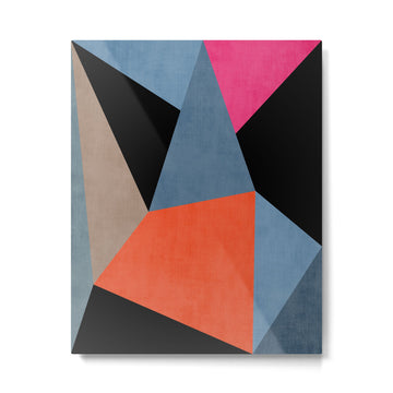 Bold Geometric Abstract Orange Pink Modern Art Metal Print | TeksDecor