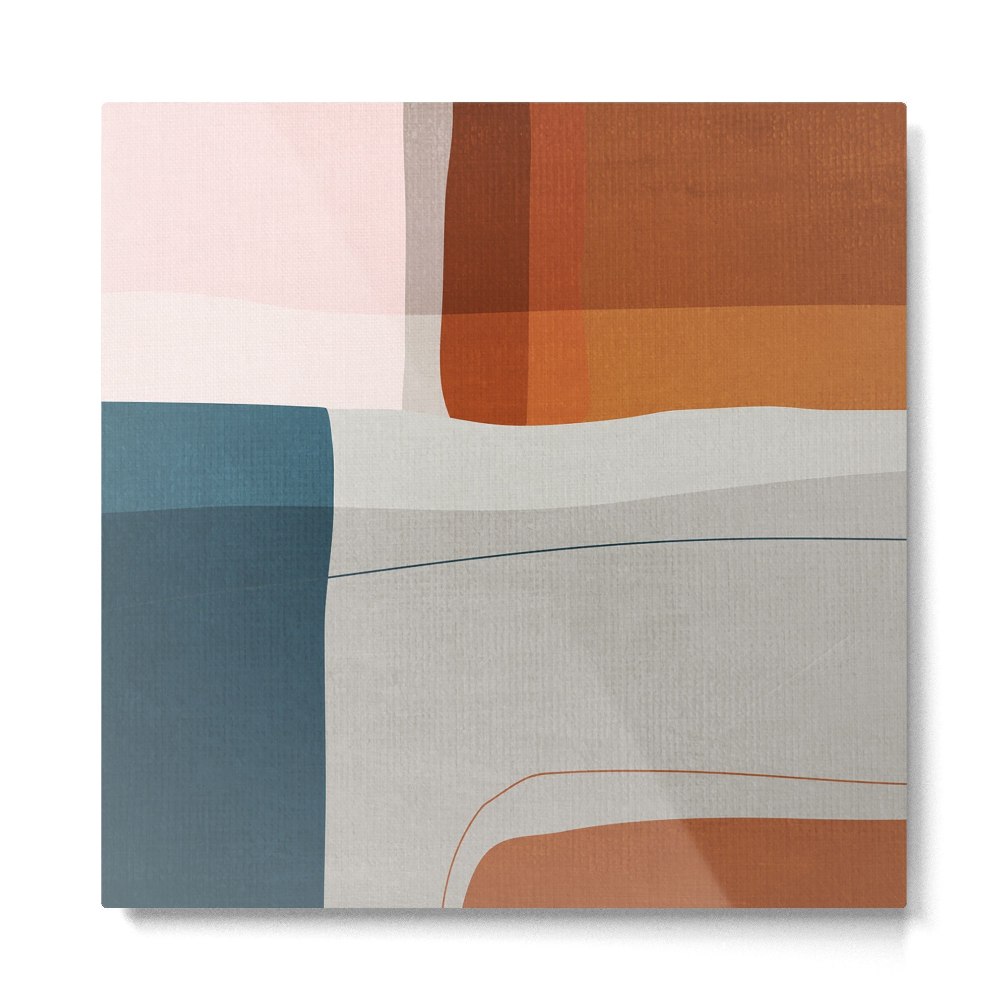 Burnt Orange Navy Abstract Shapes Metal Print | TeksDecor
