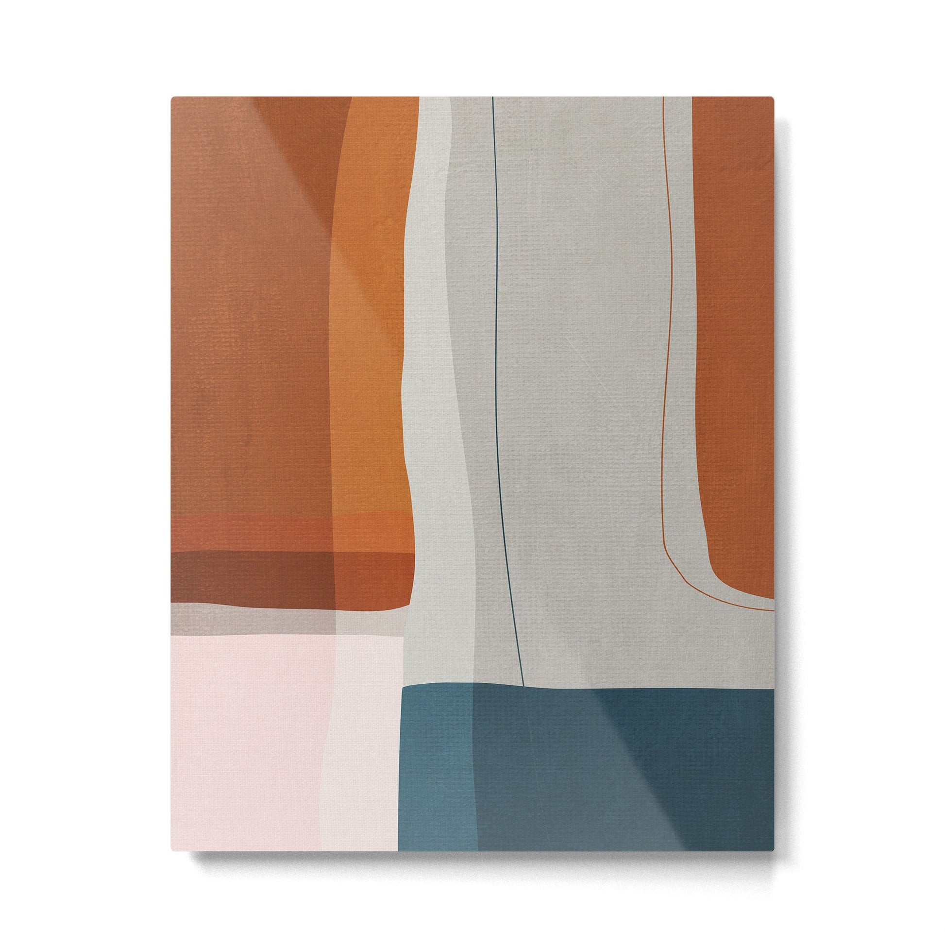 Burnt Orange Navy Abstract Shapes Metal Print | TeksDecor