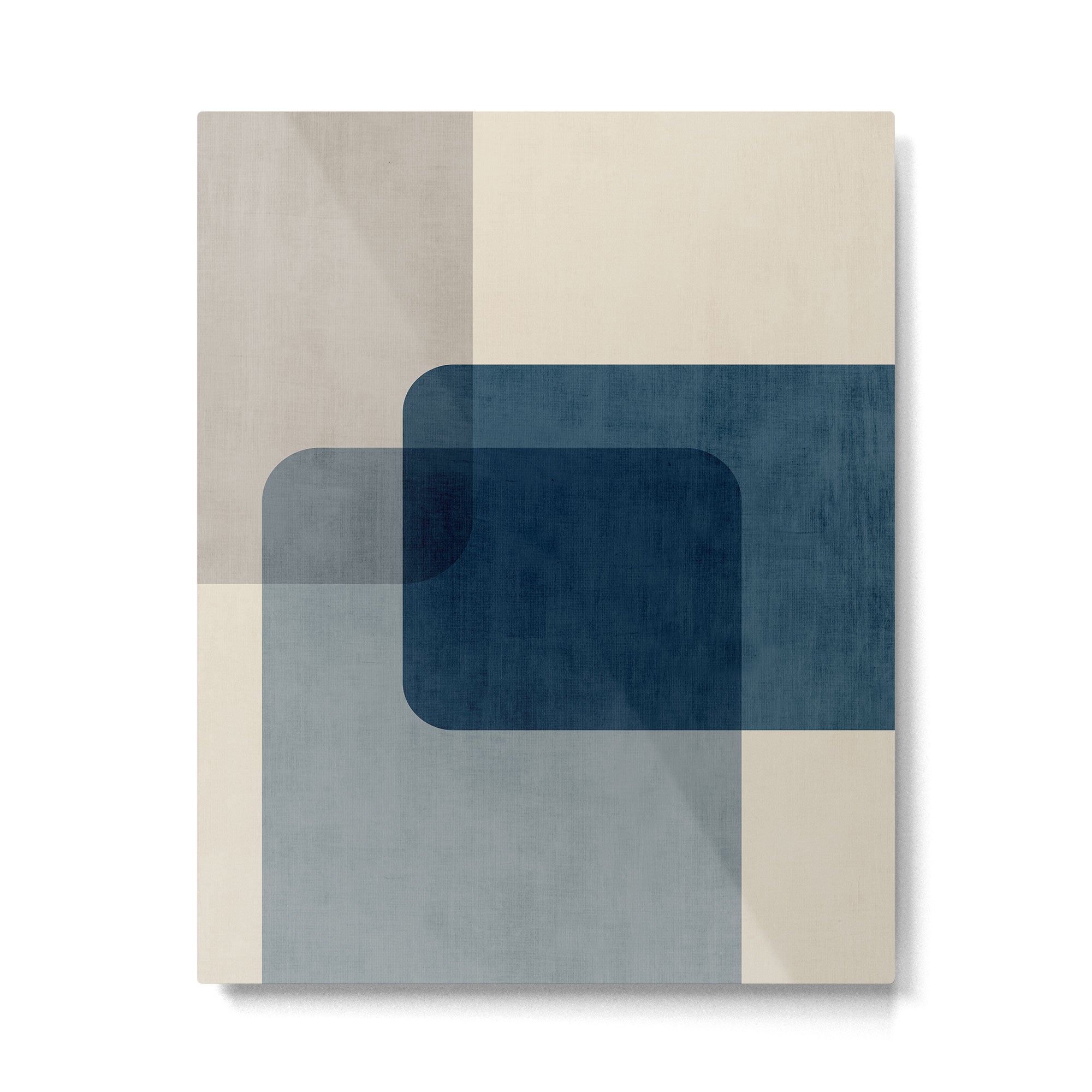 Classy Blue Beige Geometric II Metal Print | TeksDecor