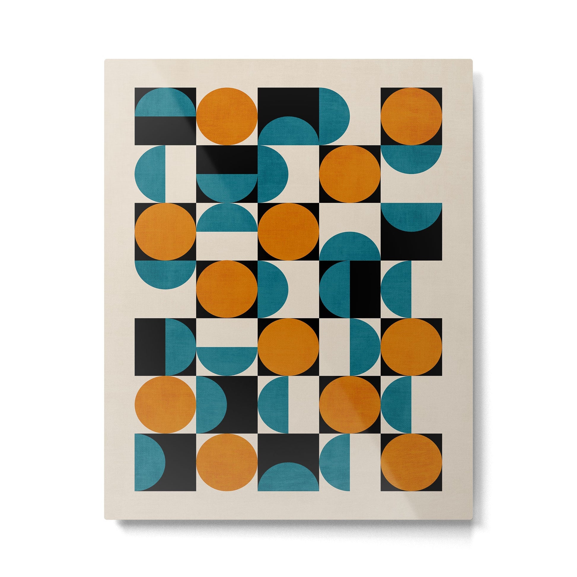 Geometric Modern Orange Teal Bauhaus I Metal Print | TeksDecor