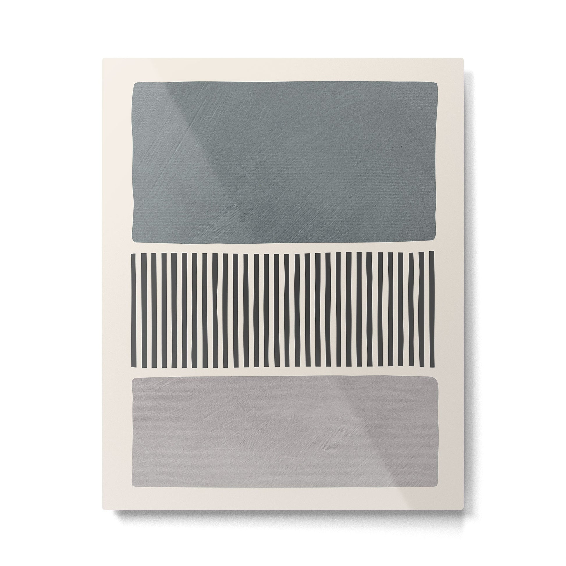 Gray Beige Black Lines Minimalist Metal Print | TeksDecor