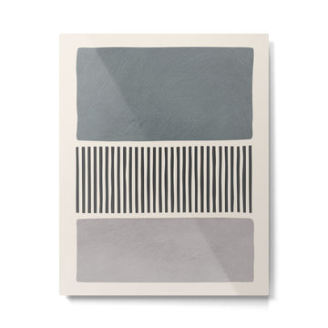 Gray Beige Black Lines Minimalist Metal Print | TeksDecor