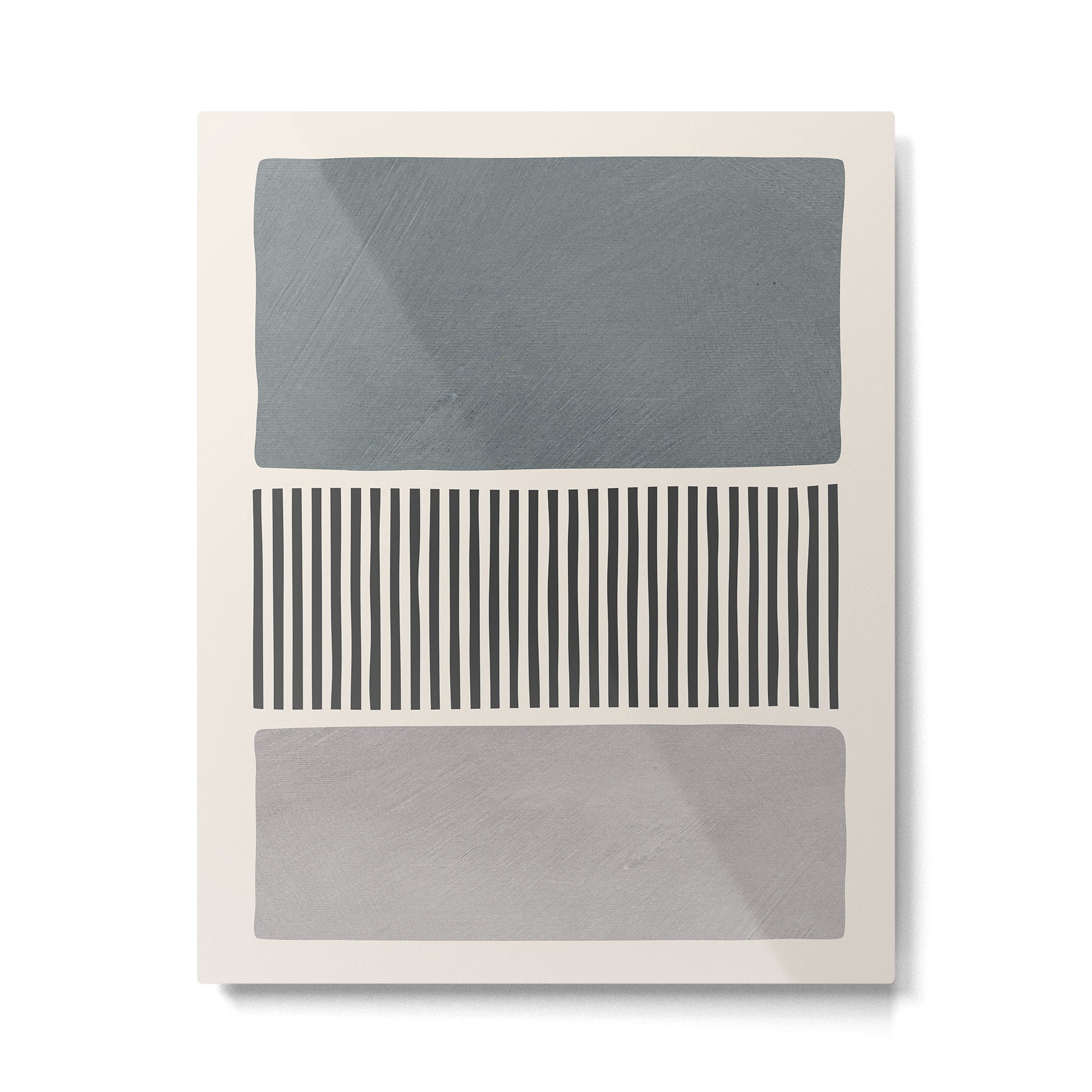 Gray Beige Black Lines Minimalist Metal Print | TeksDecor