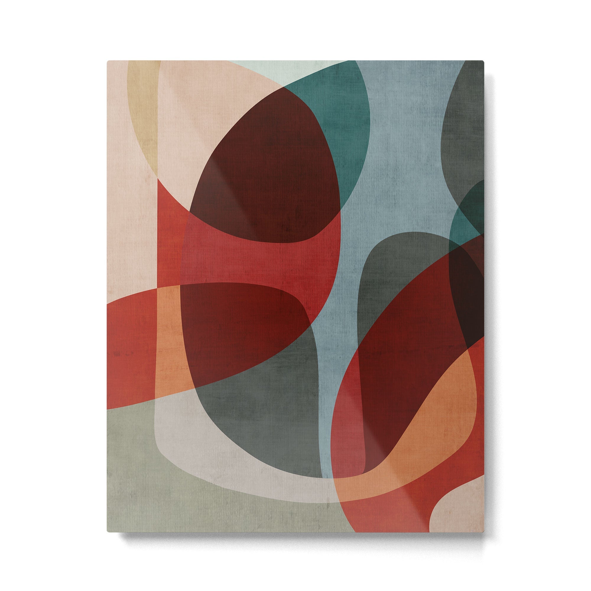 MCM Abstract Red Beige I Metal Print | TeksDecor