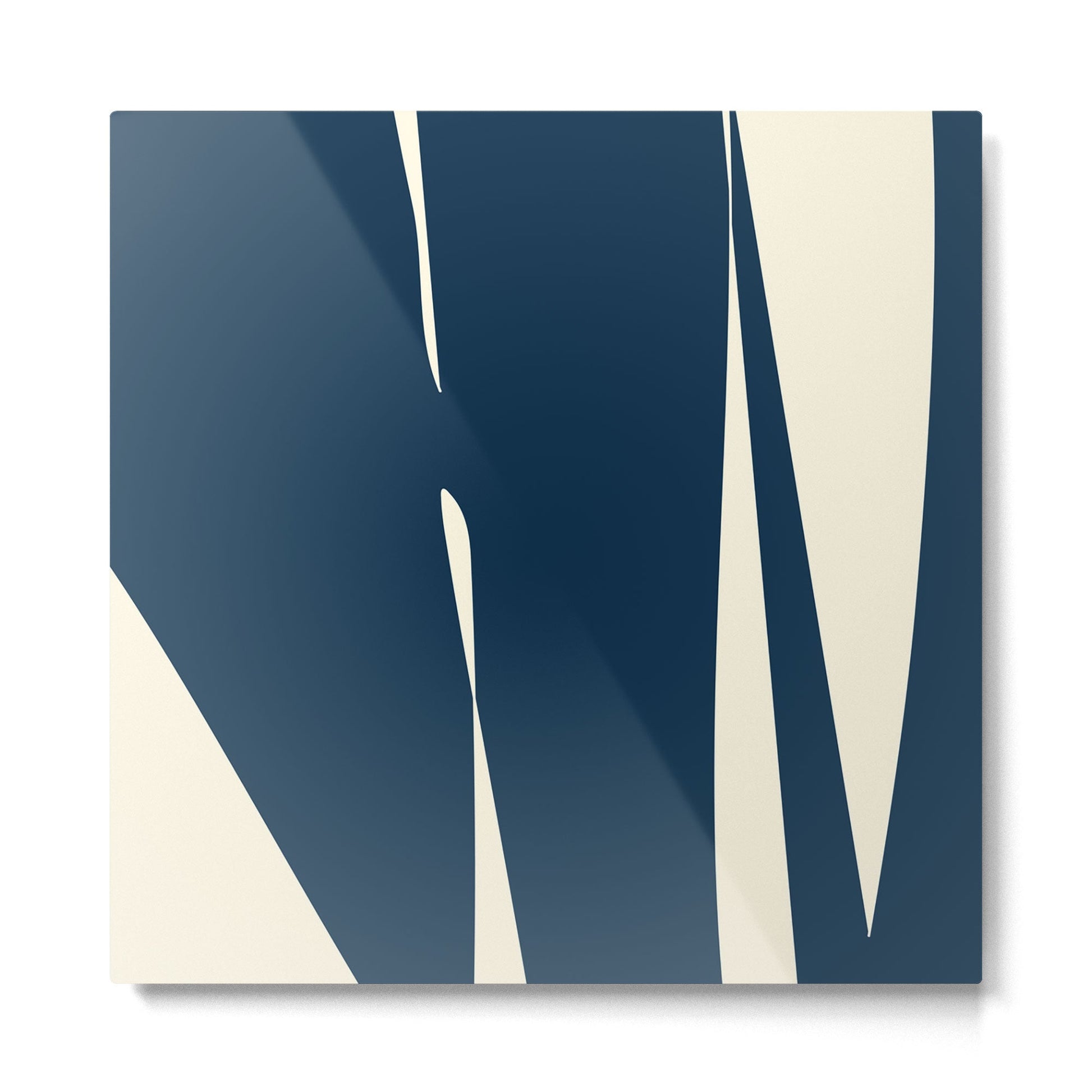 Minimalist Blue & Ivory Abstract Shapes Metal Print | TeksDecor