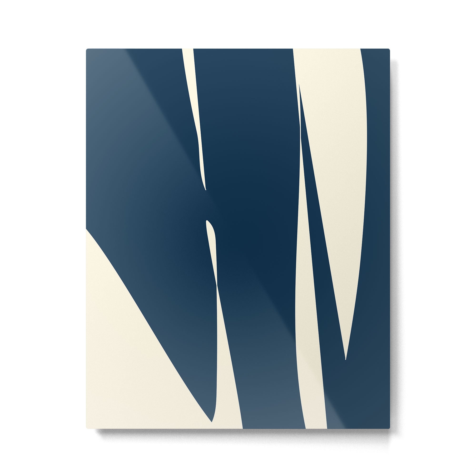 Minimalist Blue & Ivory Abstract Shapes Metal Print | TeksDecor