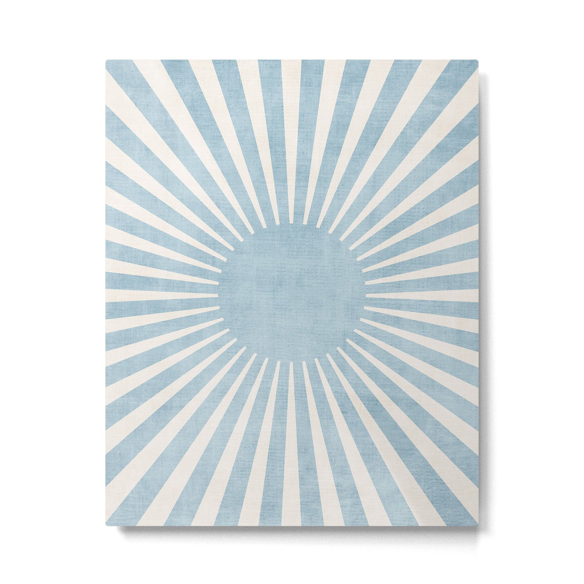 Minimalist Light Blue White Sunburst Metal Print | TeksDecor