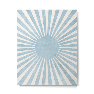 Minimalist Light Blue White Sunburst Metal Print | TeksDecor