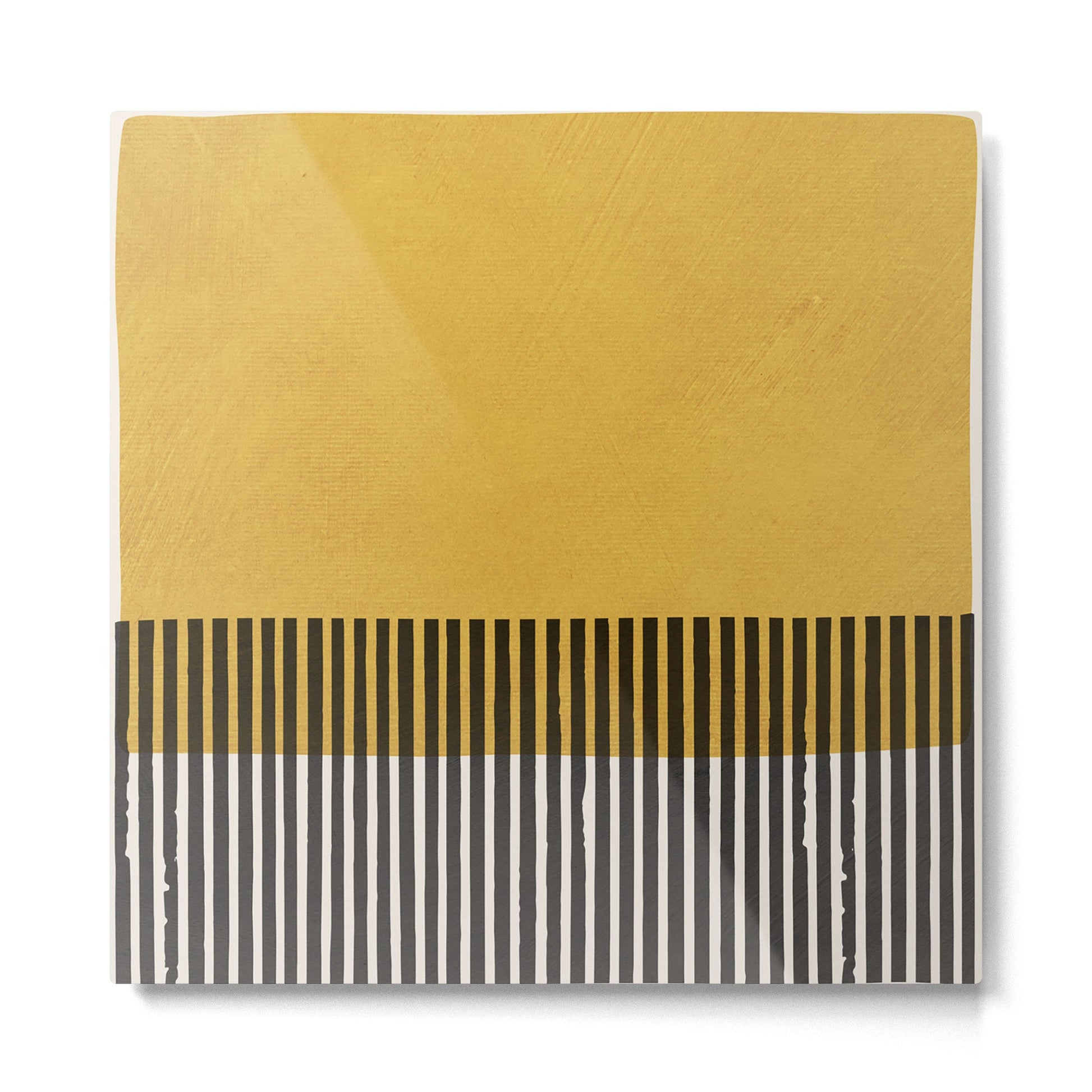 Mustard and Black Minimalist Original Art Metal Print | TeksDecor