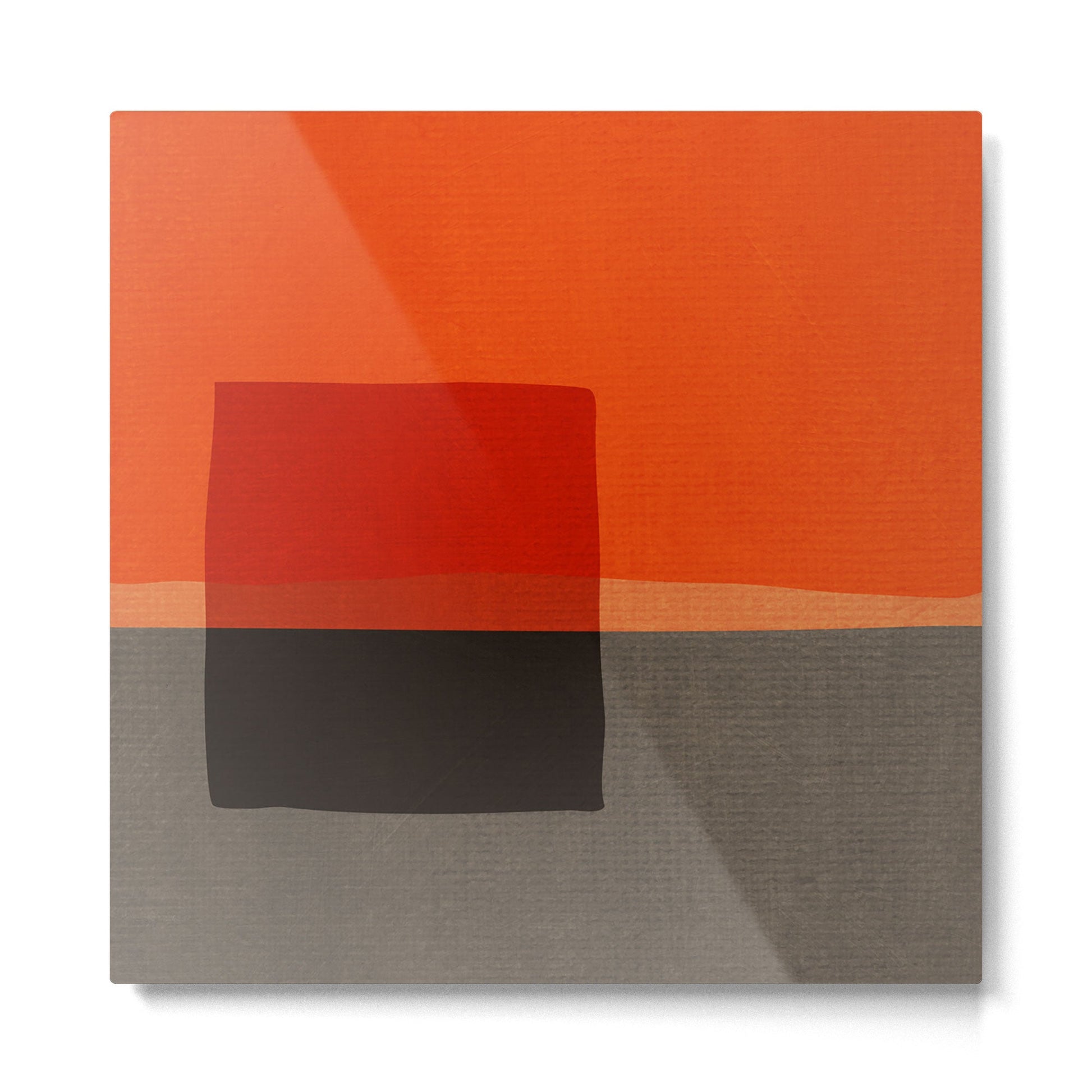 Orange Gray Red Minimalist Abstract Art Metal Print | TeksDecor