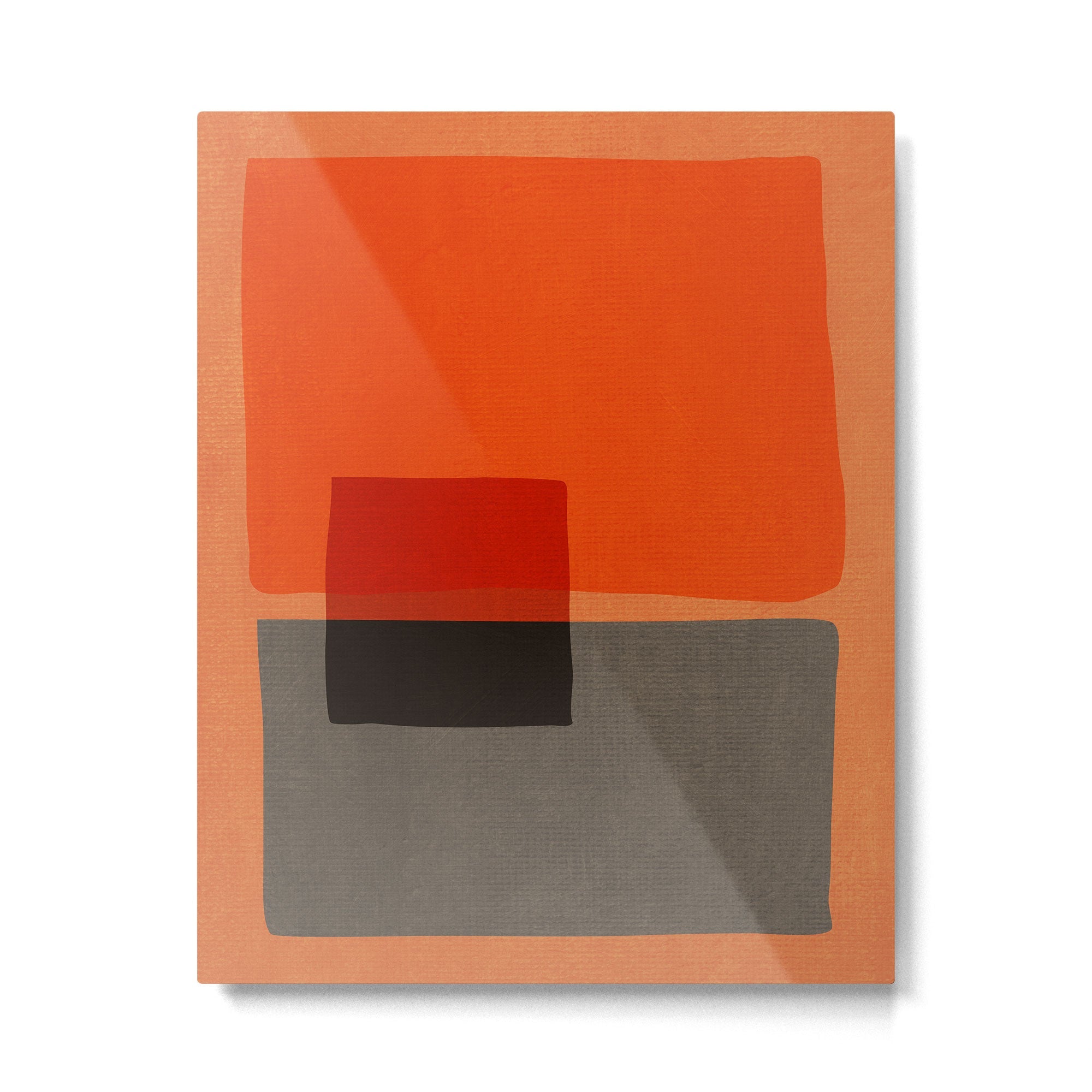 Orange Gray Red Minimalist Abstract Art Metal Print | TeksDecor