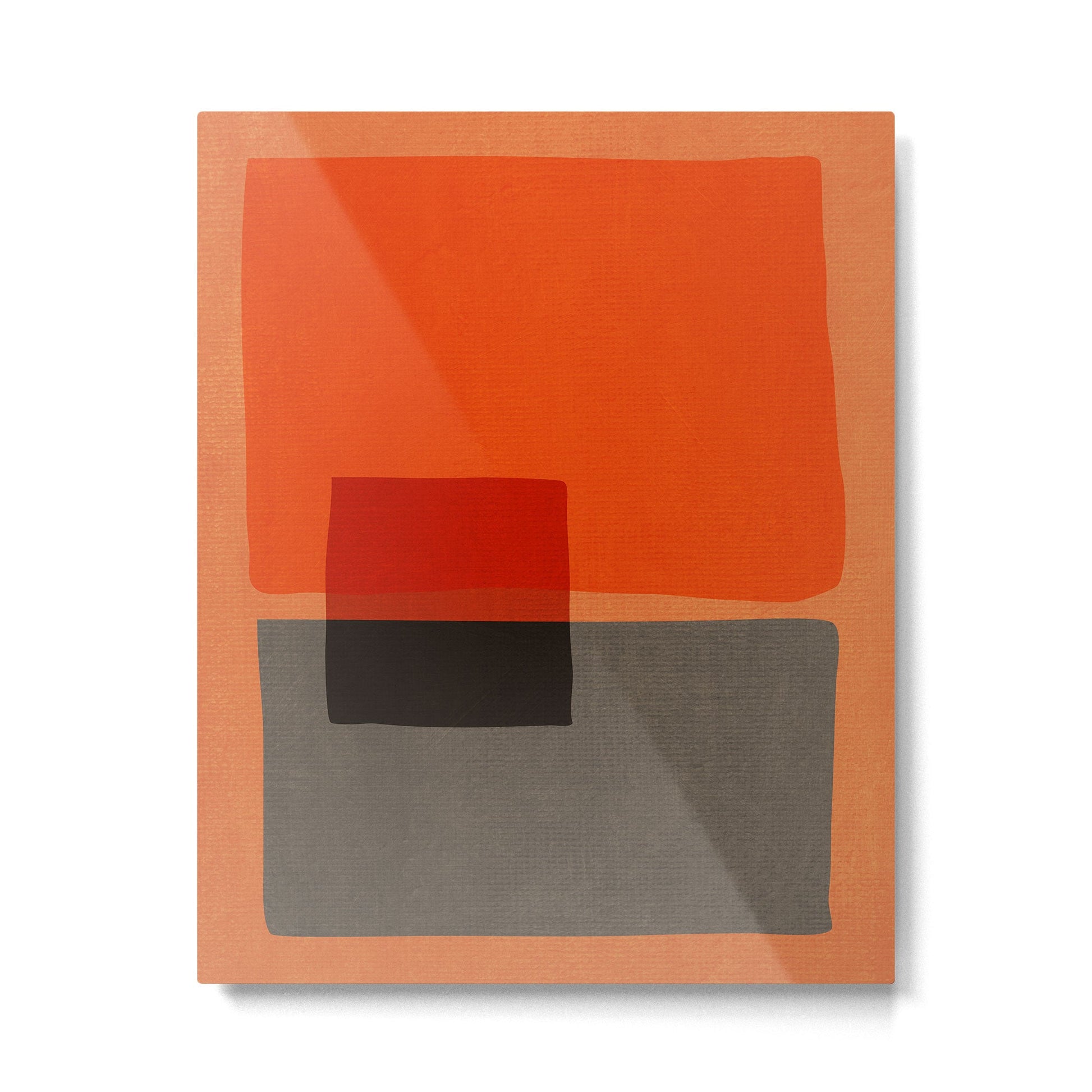 Orange Gray Red Minimalist Abstract Art Metal Print | TeksDecor