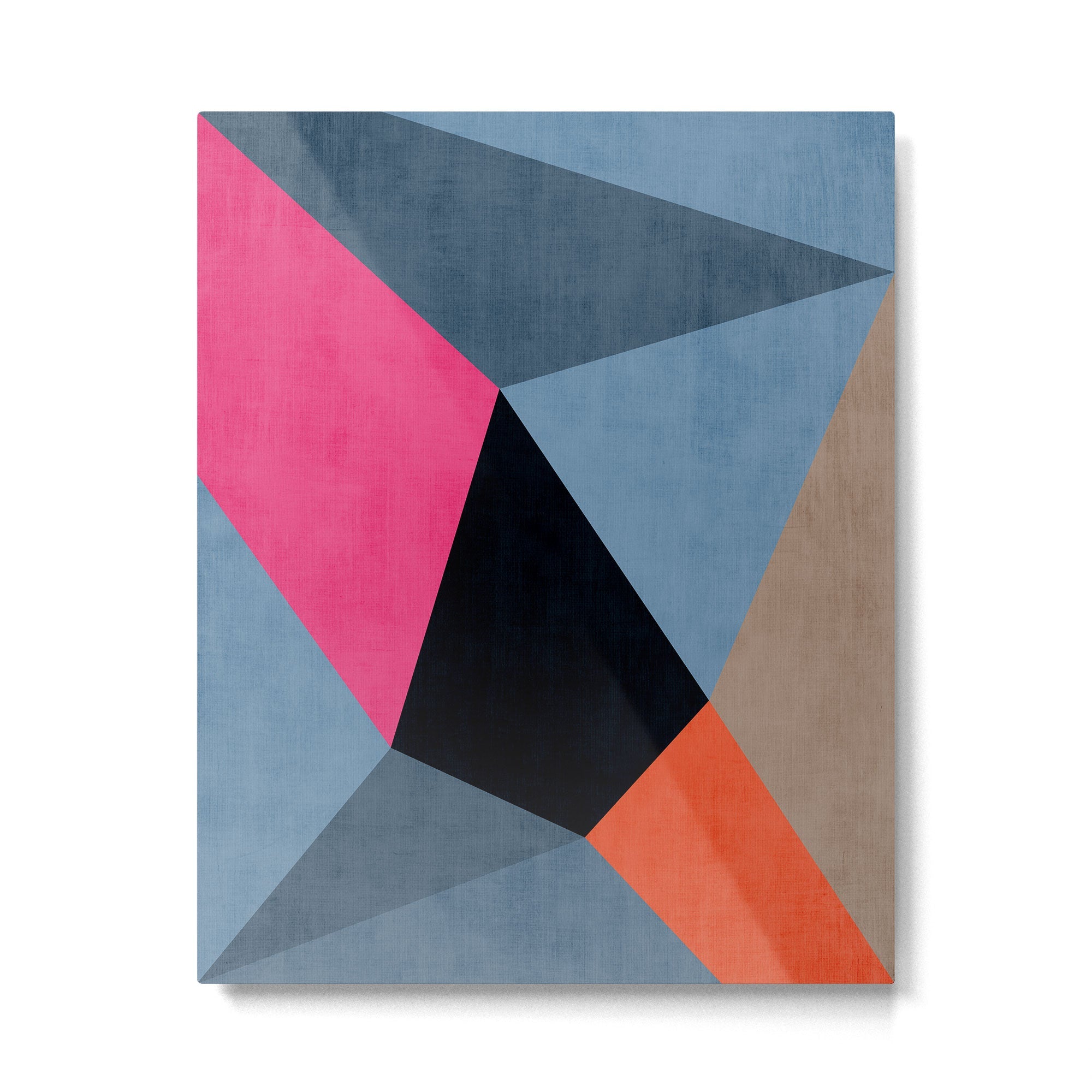 Orange Pink Fuchsia Black Geometric Abstract I Metal Print | TeksDecor