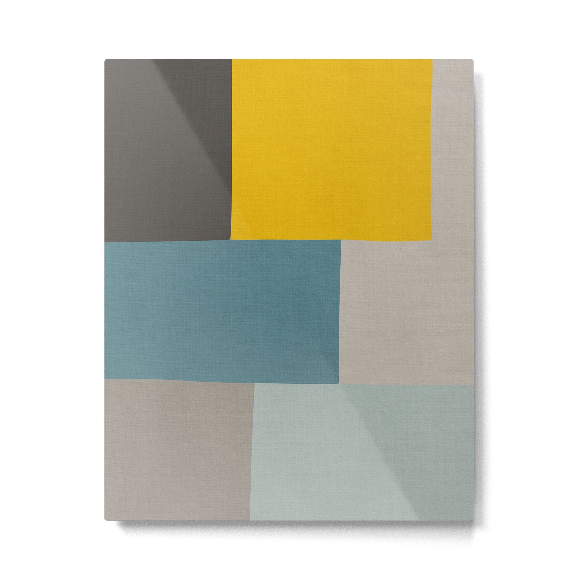 Teal Mustard Gray Modern Patchwork  Metal Print | TeksDecor