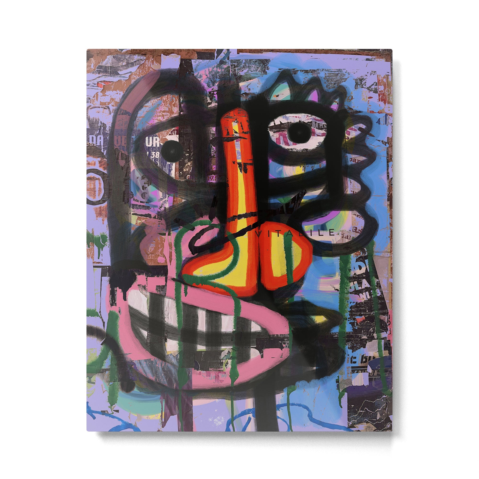 Big Mouth Graffiti Urban Art Collage in the Streets of Bologna Metal Print | TeksDecor