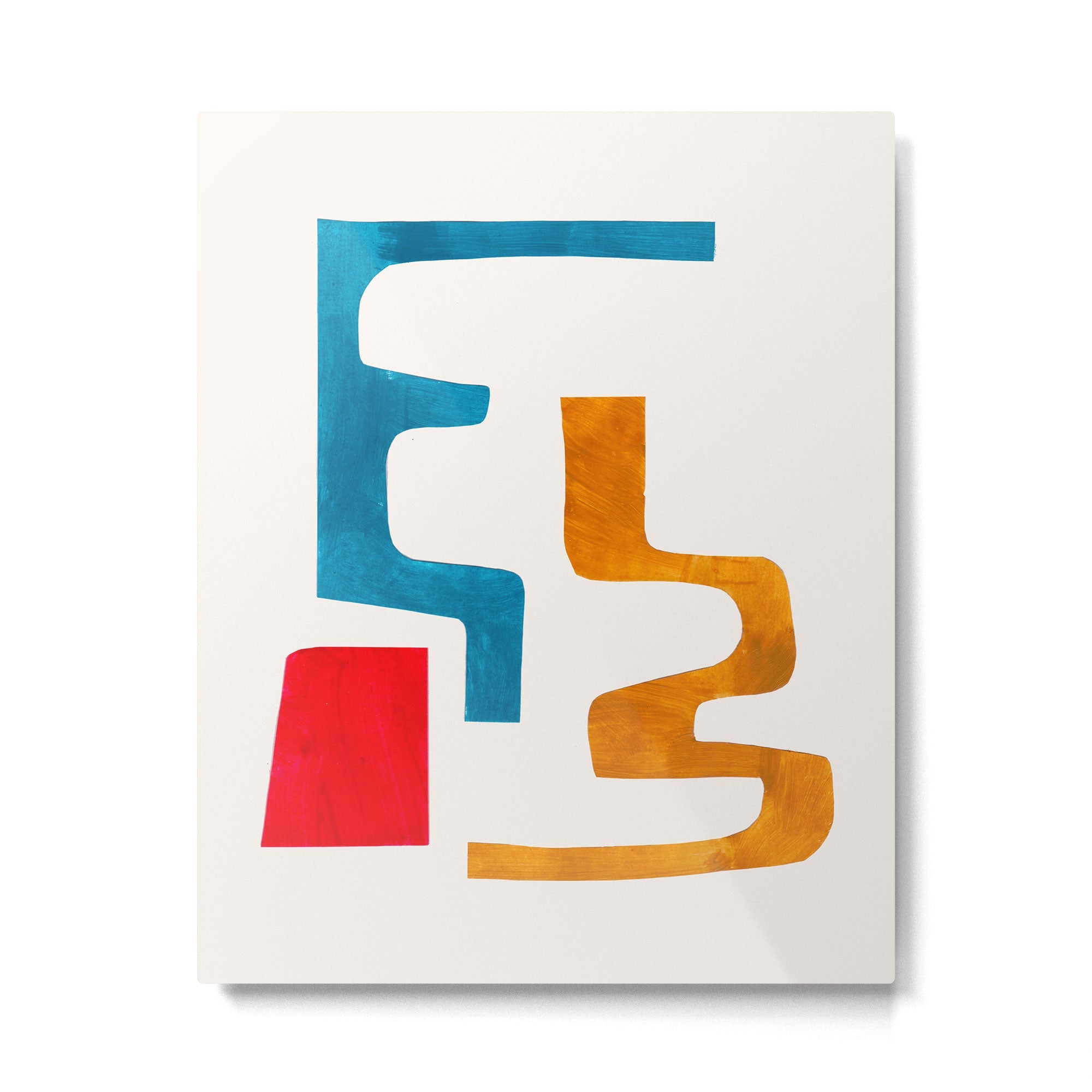 Falling Down' Paper Collage Fun Colorful Shapes Mid Century Minimal Abstract Art by Ejaaz Haniff Metal Print | TeksDecor