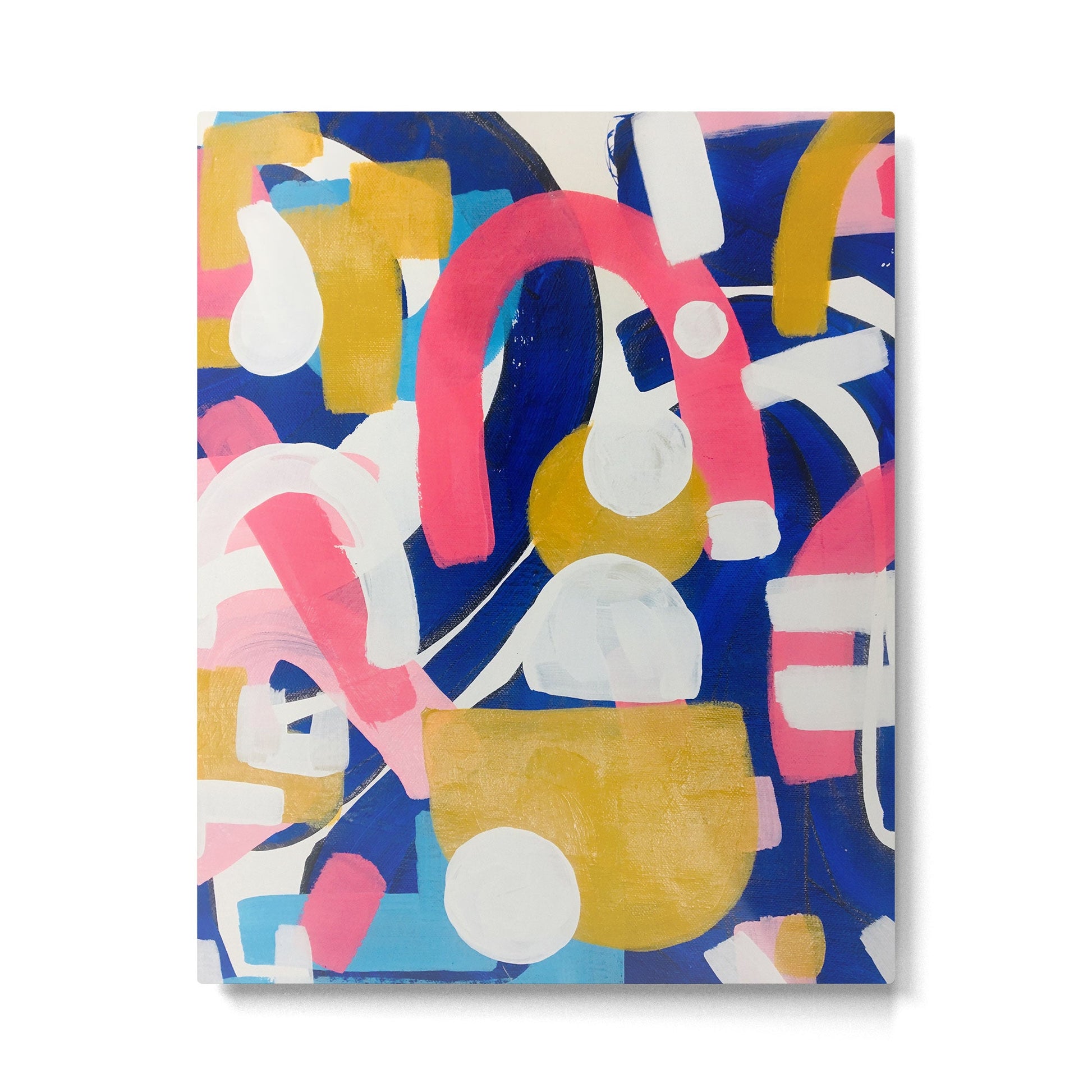 Graffiti Colorful Funky Acrylic Painting Pink Blue Yellow Patterns Shapes by Ejaaz Haniff Metal Print | TeksDecor