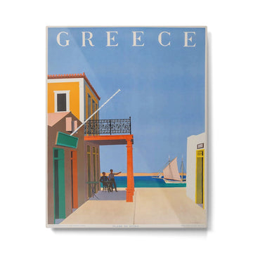Greece Midcentury Modern Vintage Travel Poster Minimal Style Metal Print | TeksDecor