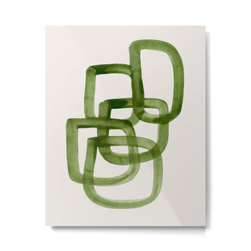 EnShape by Ejaaz Haniff 'Algae Bloom' Green Mid Century Modern Minimal Minimalist Watercolor Abstract Funky Fun Style Metal Print | TeksDecor