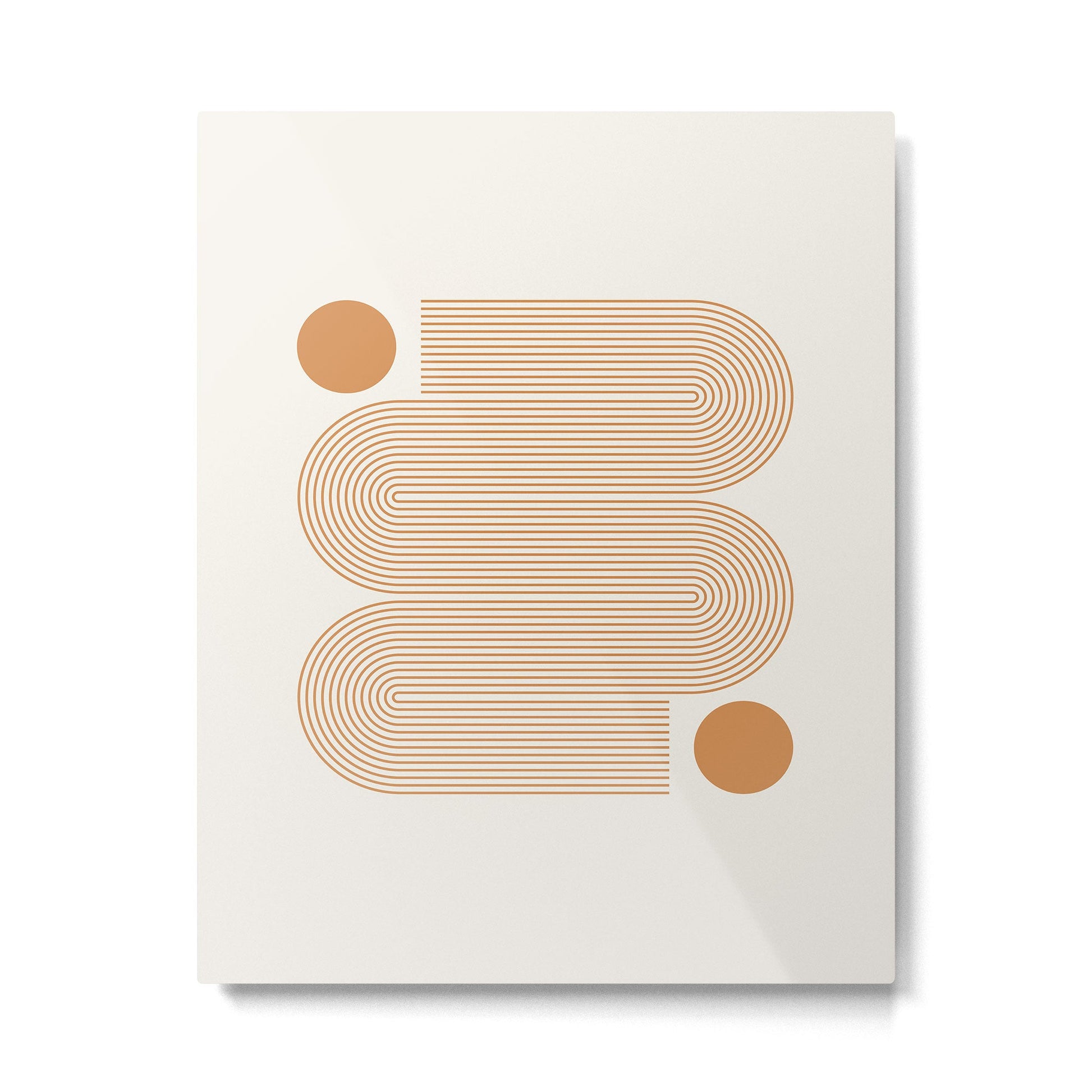 Minimalist Nesting Race Tracks Geometric Wiggly Line Pattern Orange Colors Bohemian Boho Mid Century Modern Metal Print | TeksDecor