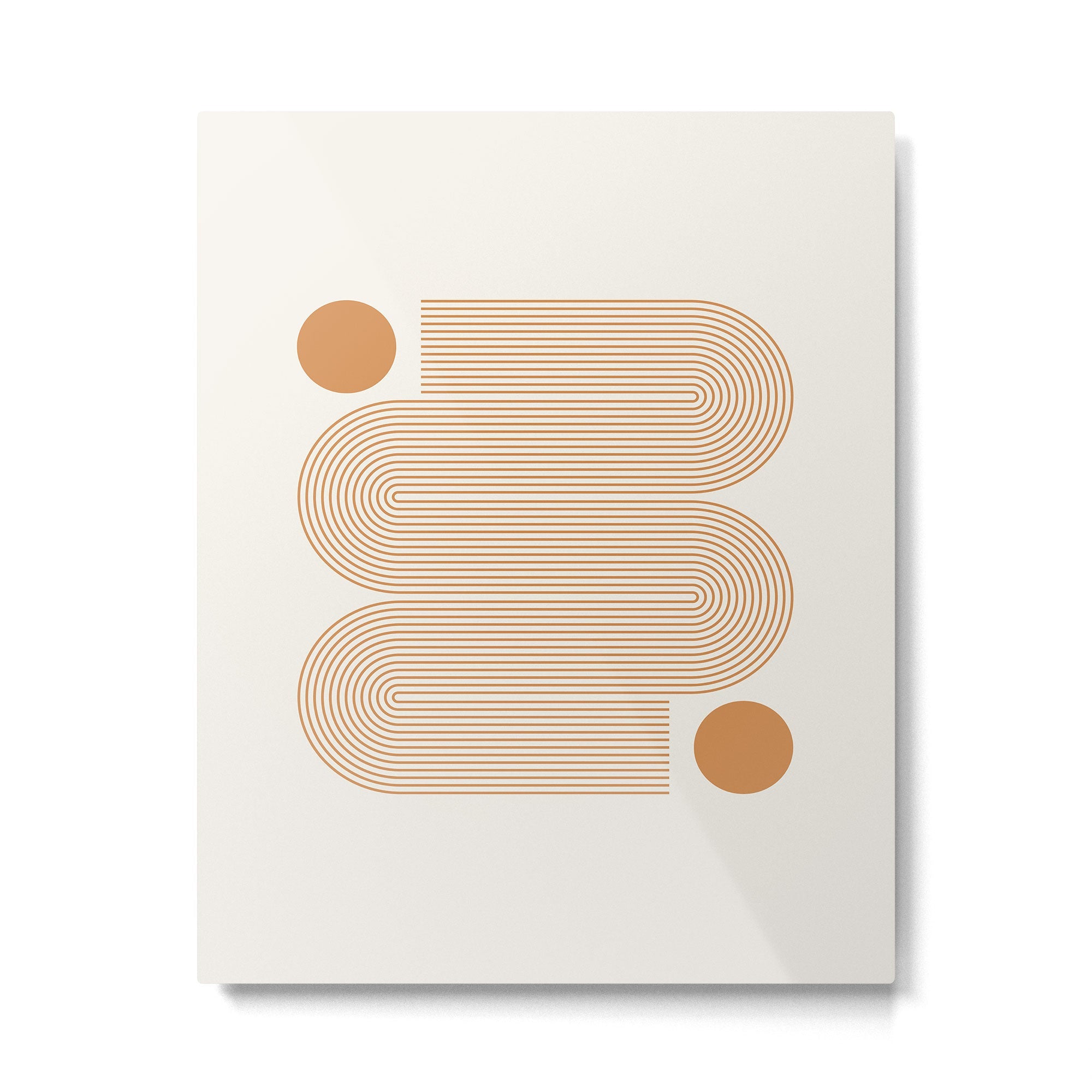 Minimalist Nesting Race Tracks Geometric Wiggly Line Pattern Orange Colors Bohemian Boho Mid Century Modern Metal Print | TeksDecor