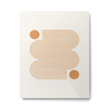 Minimalist Nesting Race Tracks Geometric Wiggly Line Pattern Orange Colors Bohemian Boho Mid Century Modern Metal Print | TeksDecor